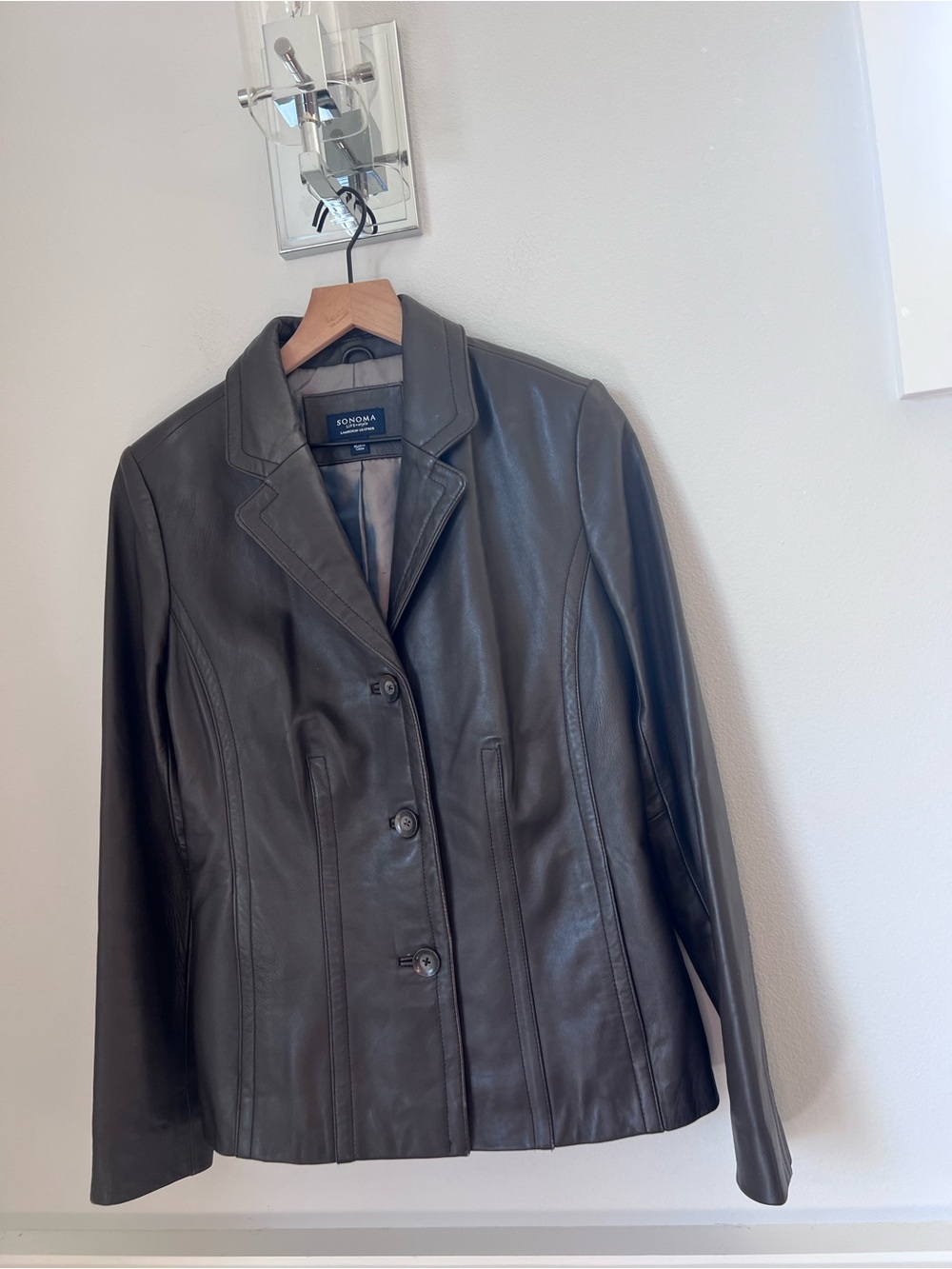 Sonoma Dark Brown Leather Blazer Jacket